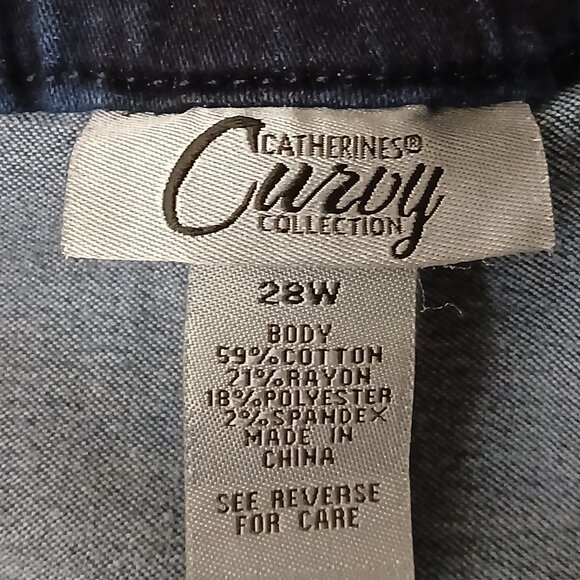 Catherines Curvy Collection Jean Skirt Plus Size 28W Indigo Denim Flounce Flare - Picture 4 of 5